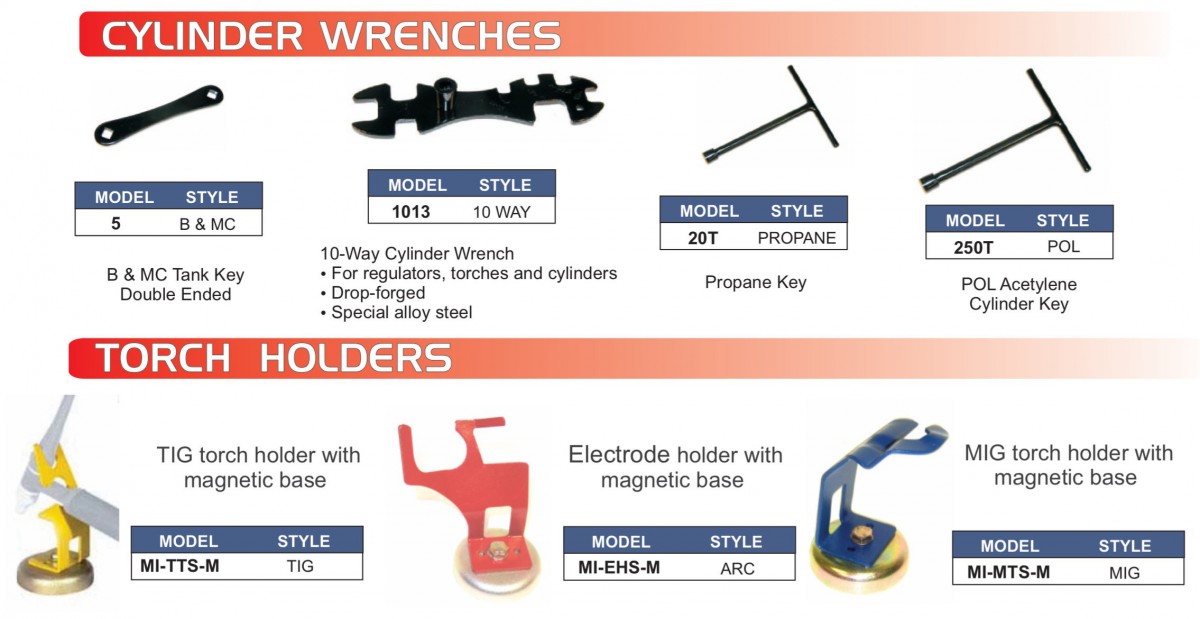 Cylinder Wrenches, MIG & TIG Torch & Electrode Holders